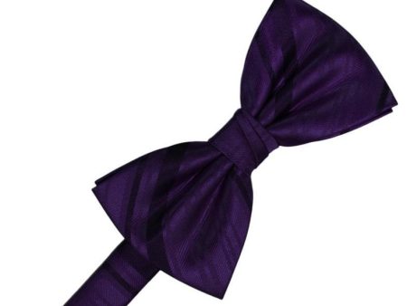 Amethyst Striped Satin Bow Tie For Cheap